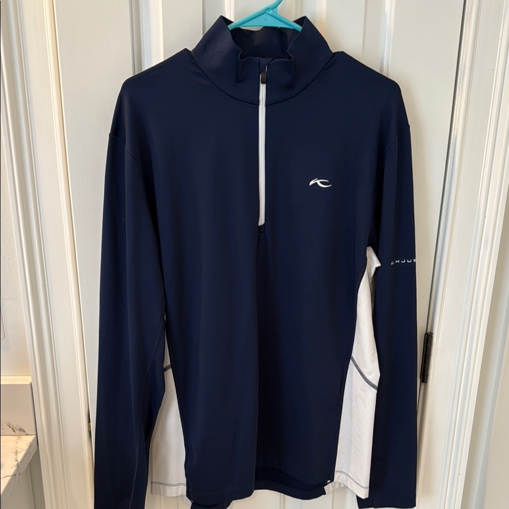 KJUS Men's Navy and White Windbreaker